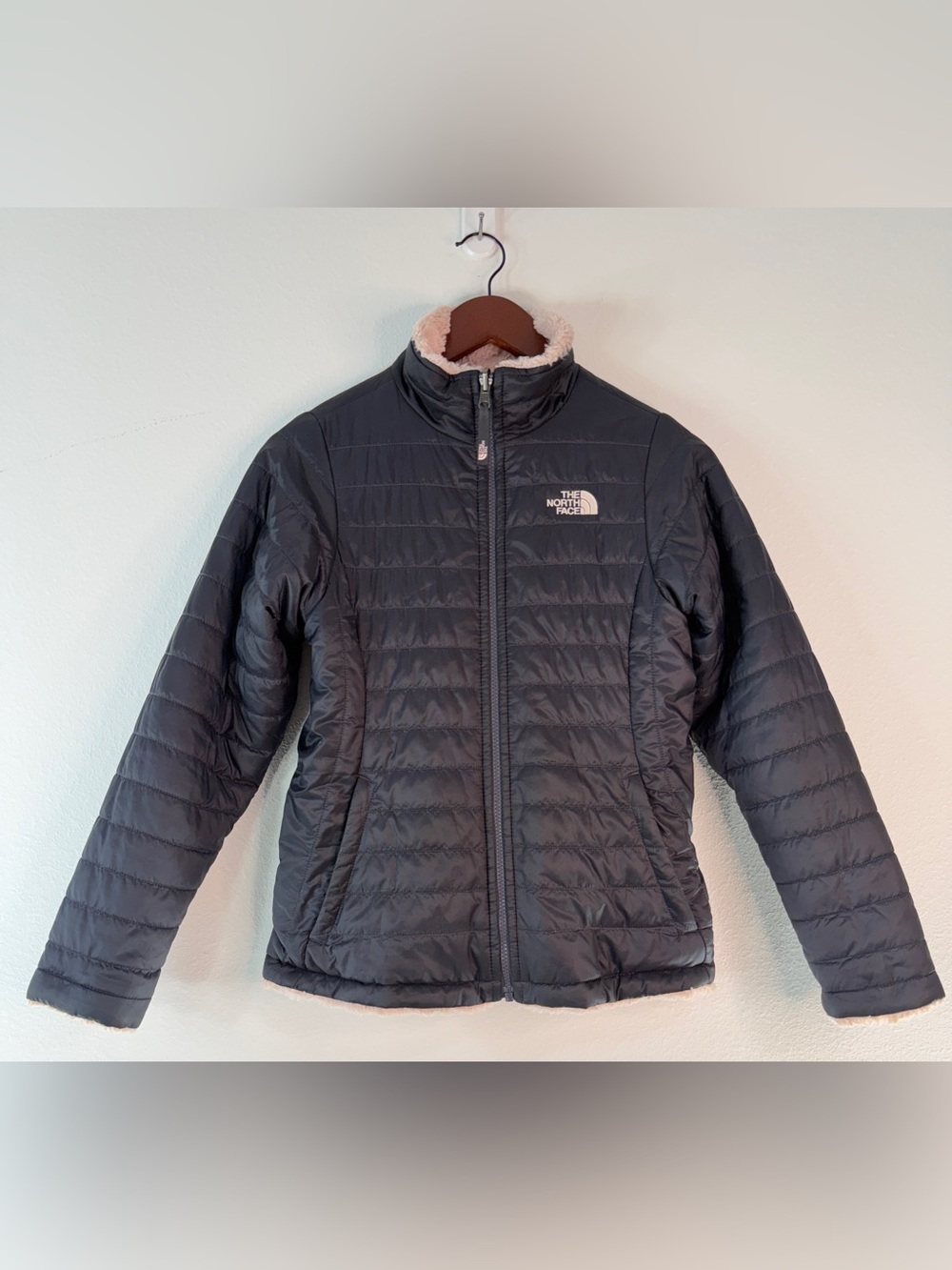 The North Face Reversible Mossbud Swirl Quilted Jacket Full Zip Outdoor Girls L